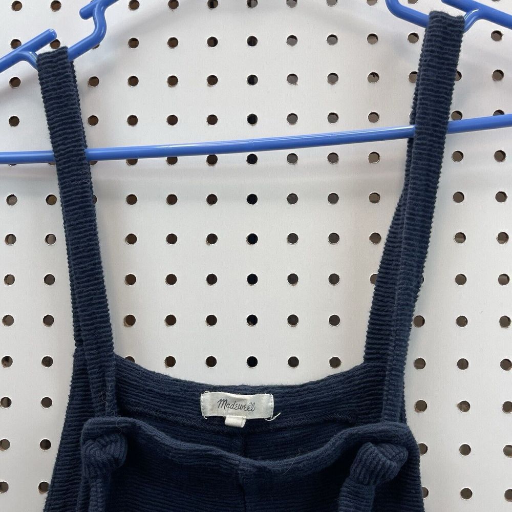 Madewell Texture & Thread Ribbed Tie-Strap Overalls Jumpsuit Romper Navy XS - Picture 4 of 6